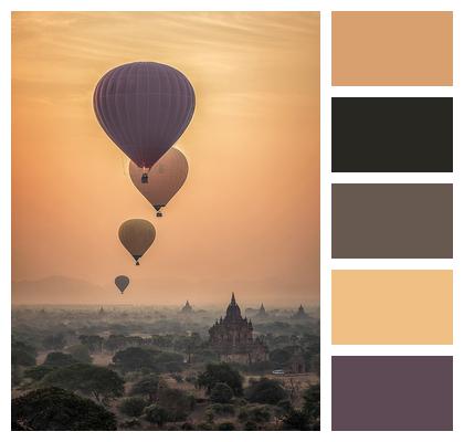 Hot Air Balloons Bagan Sunset Image